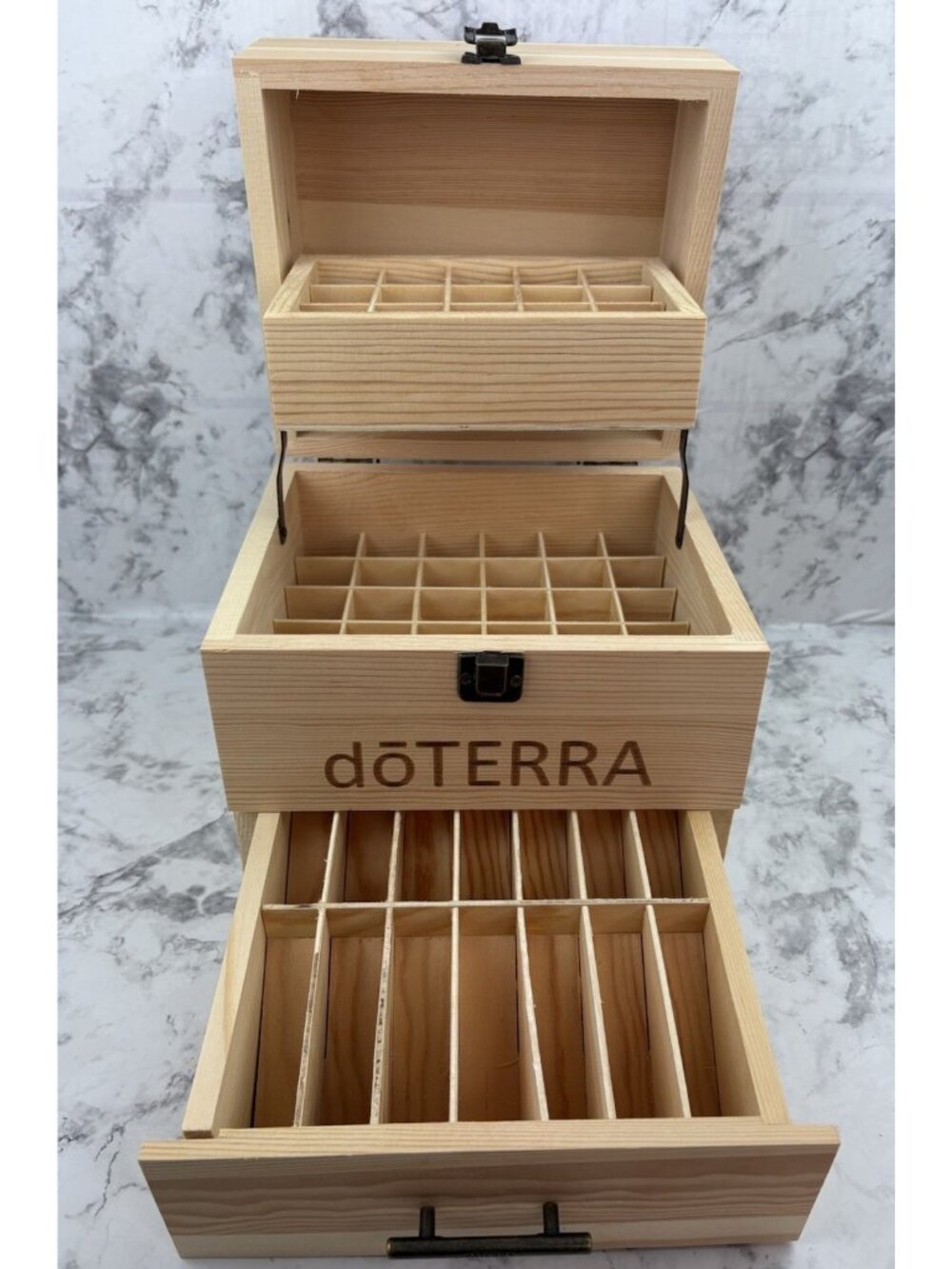 *Doterra Wooden Storage Box  Essential Oil 3 Levels 50+ Bottles 14 Roller
